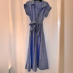 Crown & Ivy Blue Tie-Waist Maxi Dress